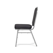 Saalstuhl mit silbernem Rahmen und schwarzem Bezug, HALLSEAT MX SMOOTH SR/BK