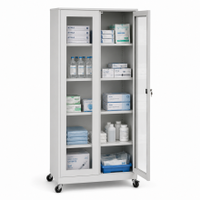 Krankenhaus-Medikamentenschrank mit 4 Metallböden und Rollen, HOSPICAB CH LONG SSH 9003