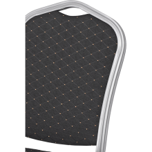 Saalstuhl mit silbernem Rahmen und schwarzem Bezug, HALLSEAT MX SMOOTH SR/BK