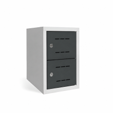 1+1-türiger Schuhschrank mit einer Fachbreite von 300 mm - RAL 7016
