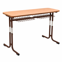 Schulbank, höhenverstellbar, 2-sitzig - RAL 8017