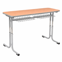 Schulbank, höhenverstellbar, 2-sitzig - RAL 9006