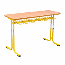 Schulbank, höhenverstellbar, 2-sitzig - RAL 1021