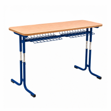 Schulbank, höhenverstellbar, 2-sitzig - RAL 5005