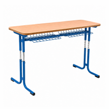 Schulbank, höhenverstellbar, 2-sitzig - RAL 5015