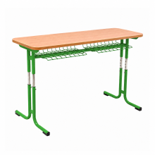 Schulbank, höhenverstellbar, 2-sitzig - RAL 6018