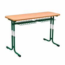 Schulbank, höhenverstellbar, 2-sitzig - RAL 6029