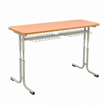 Schulbank, höhenverstellbar, 2-sitzig - RAL 7032