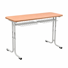 Schulbank, höhenverstellbar, 2-sitzig - RAL 7035