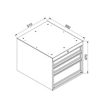 MODULBENCH GE 1700 D3C1 | Pracovný stôl s 3 závesnými zásuvkami a skrinkou, s pevnými nohami, 1700 mm
