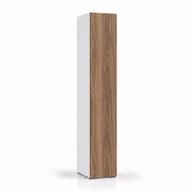 1-türiger Holz-Umkleidespind mit langen Türen, auf Gleitern