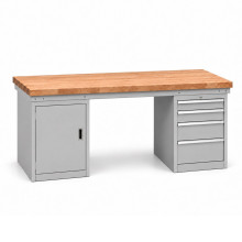 Werkbank mit Schrank und 4 Schubladen, Breite 2000 mm – illustratives Foto