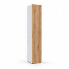 1-türiger Holz-Umkleidespind mit langen Türen, auf Gleitern