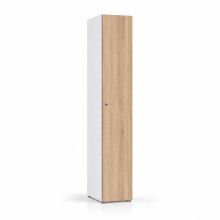 1-türiger Holz-Umkleidespind mit langen Türen, auf Gleitern
