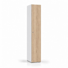 1-türiger Holz-Umkleidespind mit langen Türen, auf Gleitern