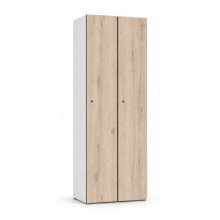 2-türiger Holz-Umkleidespind mit langen Türen, auf Gleitern