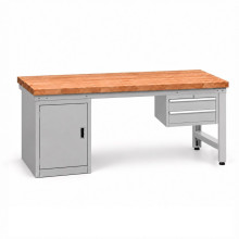 Werkbank mit Schrank und 2 Hängeschubladen, 2000 mm – Illustrationsfoto
