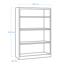 OPENCAB H 1400/1000/400 | Offener Aufbewahrungsschrank mit 3 Fachböden, mit einer Höhe von 1400 mm