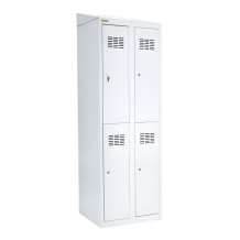 4-türiger Garderobenschrank mit kurzen Türen, LOCKER H 2/4 mit hinzugefügtem schrägem Dach
