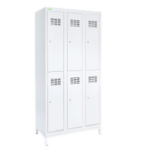 6-türiger Umkleideschrank mit kurzen Türen, LOCKER H 3/6 mit ergänztem Sockel