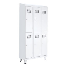 6-türiger Umkleideschrank mit kurzen Türen, LOCKER H 3/6 mit ergänzten Füßen