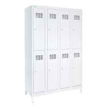 8-türiger Garderobenschrank mit kurzen Türen, LOCKER H 4/8 mit zusätzlichem Untergestell