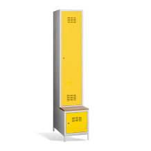 1+1-türiger Garderobenschrank mit Trennwand, integrierter Sitzbank und Schuhschrank, COMFORT H 1 BW