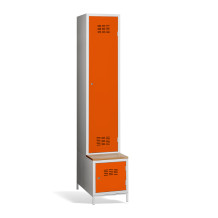 1+1-türiger Garderobenschrank mit Trennwand, integrierter Sitzbank und Schuhschrank, COMFORT H 1 BW