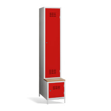 1+1-türiger Garderobenschrank mit Trennwand, integrierter Sitzbank und Schuhschrank, COMFORT H 1 BW