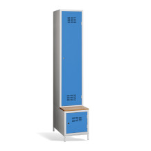1+1-türiger Garderobenschrank mit Trennwand, integrierter Sitzbank und Schuhschrank, COMFORT H 1 BW