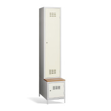 1+1-türiger Garderobenschrank mit Trennwand, integrierter Sitzbank und Schuhschrank, COMFORT H 1 BW