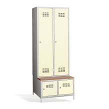 2+2-türiger Garderobenschrank mit Trennwand, integrierter Sitzbank und Schuhschränken, COMFORT H 2 BW