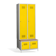 2+2-türiger Garderobenschrank mit Trennwand, integrierter Sitzbank und Schuhschränken, COMFORT H 2 BW