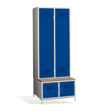 2+2-türiger Garderobenschrank mit Trennwand, integrierter Sitzbank und Schuhschränken, COMFORT H 2 BW