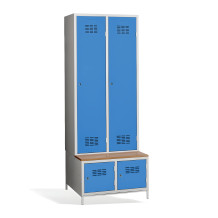 2+2-türiger Garderobenschrank mit Trennwand, integrierter Sitzbank und Schuhschränken, COMFORT H 2 BW