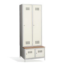 2+2-türiger Garderobenschrank mit Trennwand, integrierter Sitzbank und Schuhschränken, COMFORT H 2 BW