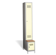 1+1-türiger Garderobenschrank mit langen Türen, integrierter Bank und Schuhschrank, COMFORT H 1