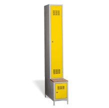 1+1-türiger Garderobenschrank mit langen Türen, integrierter Bank und Schuhschrank, COMFORT H 1