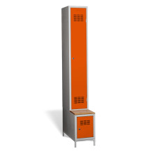 1+1-türiger Garderobenschrank mit langen Türen, integrierter Bank und Schuhschrank, COMFORT H 1