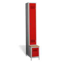 1+1-türiger Garderobenschrank mit langen Türen, integrierter Bank und Schuhschrank, COMFORT H 1