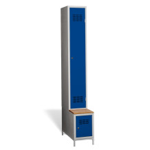1+1-türiger Garderobenschrank mit langen Türen, integrierter Bank und Schuhschrank, COMFORT H 1