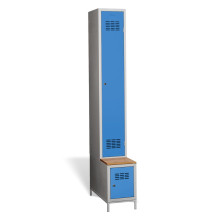 1+1-türiger Garderobenschrank mit langen Türen, integrierter Bank und Schuhschrank, COMFORT H 1