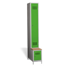 1+1-türiger Garderobenschrank mit langen Türen, integrierter Bank und Schuhschrank, COMFORT H 1