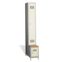 1+1-türiger Garderobenschrank mit langen Türen, integrierter Bank und Schuhschrank, COMFORT H 1