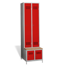 2+2-türiger Garderobenschrank mit integrierter Sitzbank und Schuhschränken, COMFORT H 2