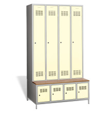 4+4-türiger Garderobenschrank mit integrierter Sitzbank und Schuhschränken, COMFORT H 4
