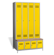 4+4-türiger Garderobenschrank mit integrierter Sitzbank und Schuhschränken, COMFORT H 4
