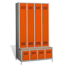 4+4-türiger Garderobenschrank mit integrierter Sitzbank und Schuhschränken, COMFORT H 4