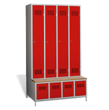 4+4-türiger Garderobenschrank mit integrierter Sitzbank und Schuhschränken, COMFORT H 4