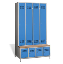 4+4-türiger Garderobenschrank mit integrierter Sitzbank und Schuhschränken, COMFORT H 4